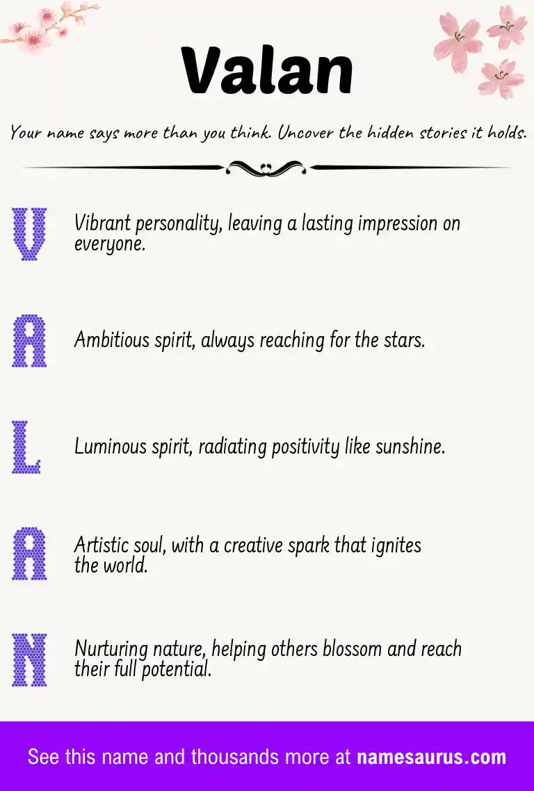 Acrostic poem about Valan.