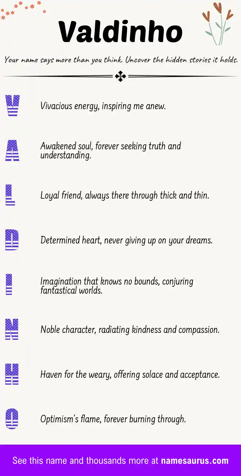 Acrostic poem about Valdinho.