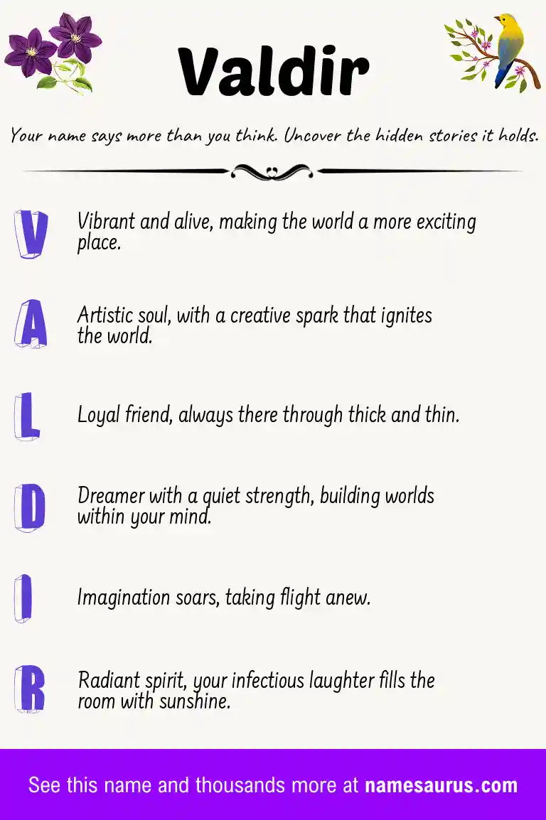 Acrostic poem about Valdir.