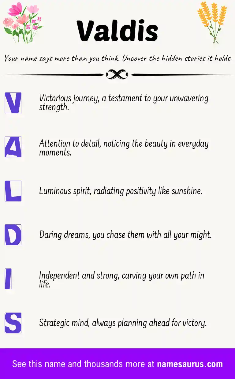 Acrostic poem about Valdis.