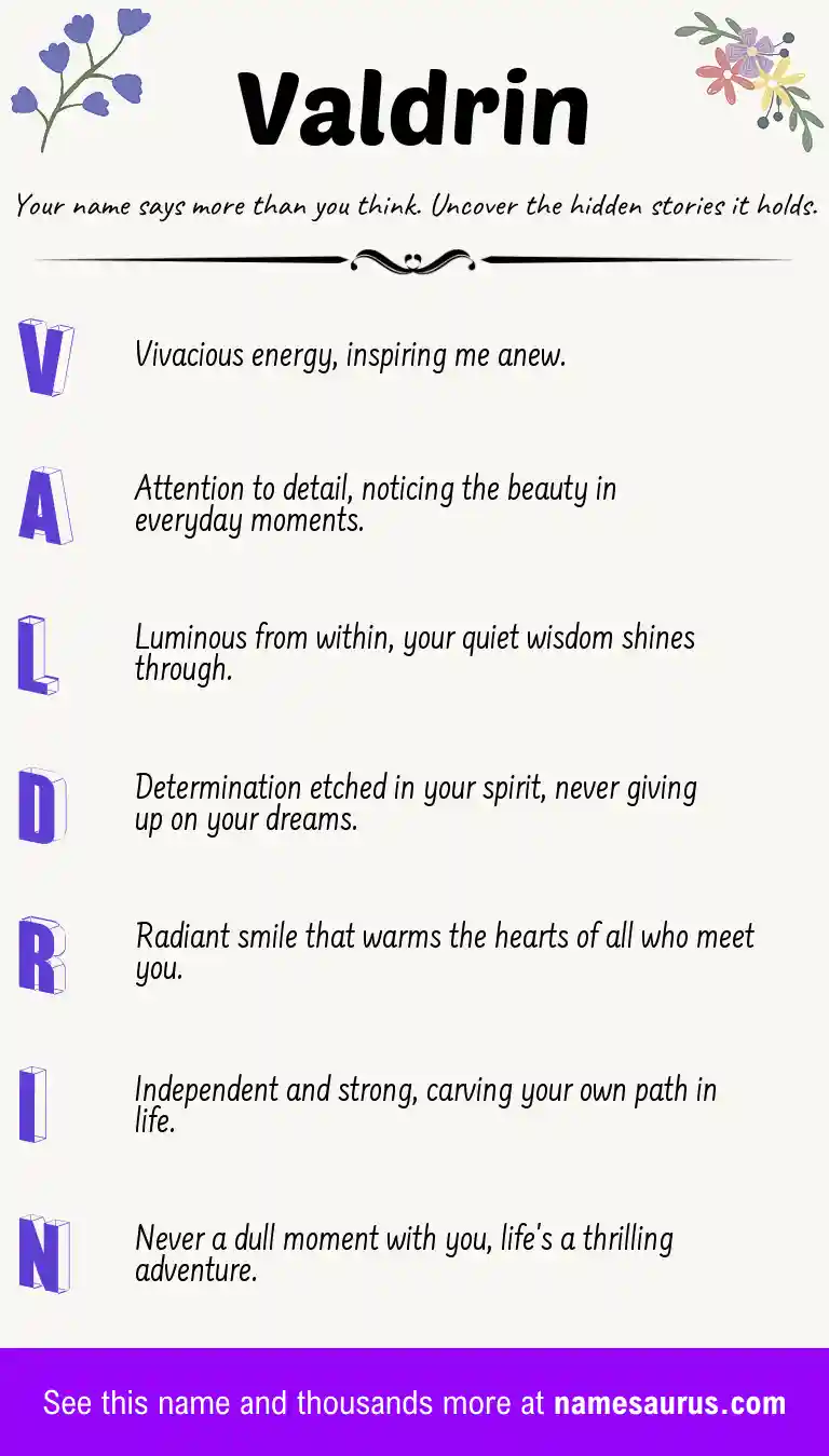 Acrostic poem about Valdrin.