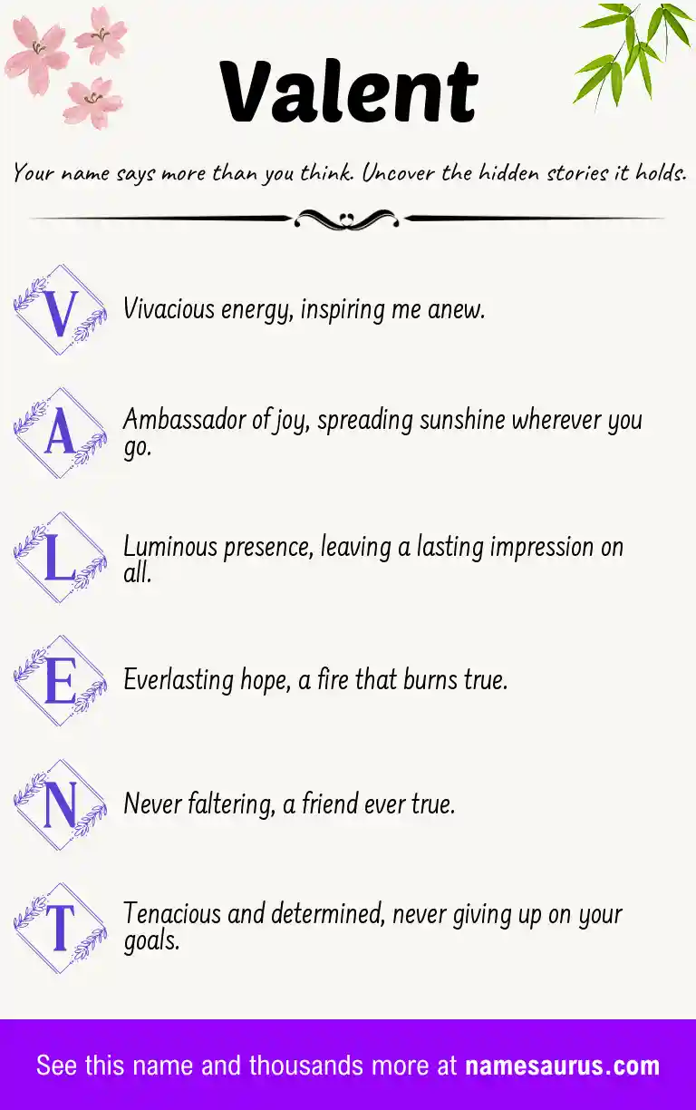 Acrostic poem about Valent.