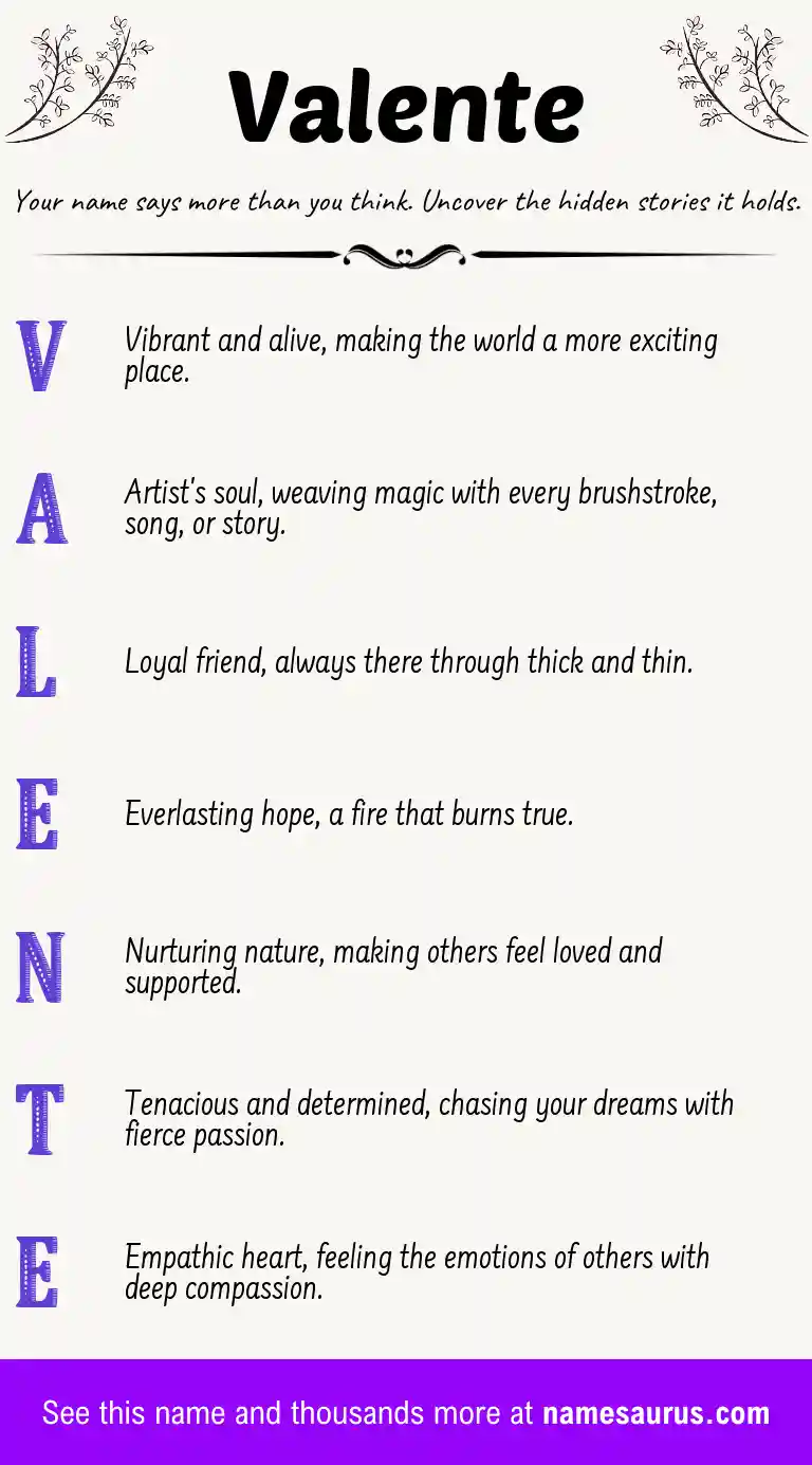 Acrostic poem about Valente.