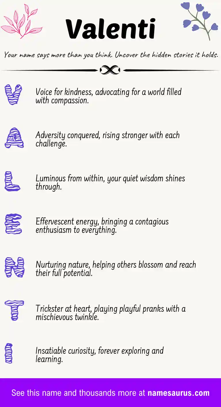 Acrostic poem about Valenti.