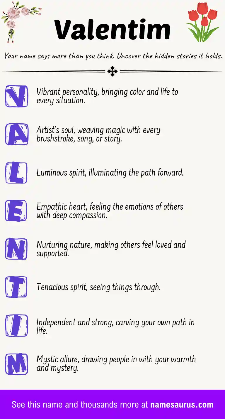 Acrostic poem about Valentim.