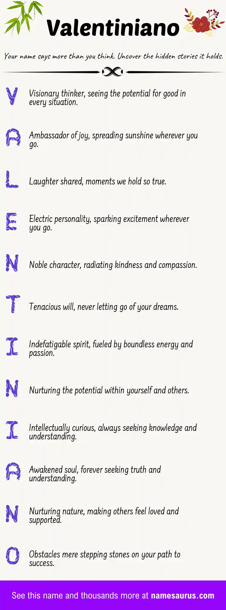 Acrostic poem about Valentiniano.
