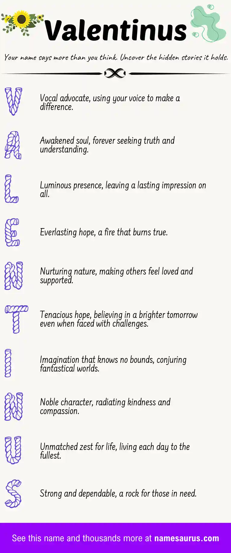Acrostic poem about Valentinus.