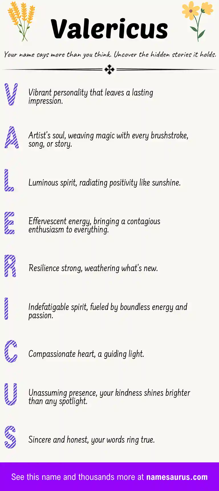 Acrostic poem about Valericus.
