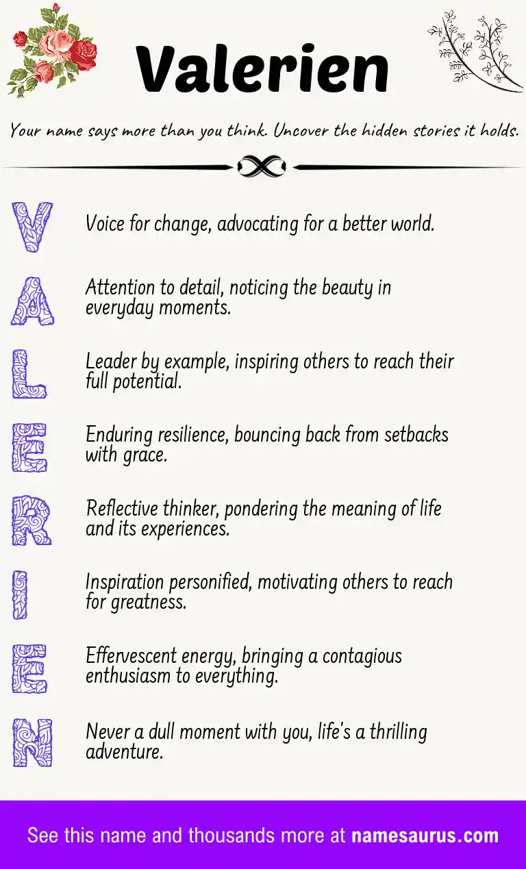 Acrostic poem about Valerien.