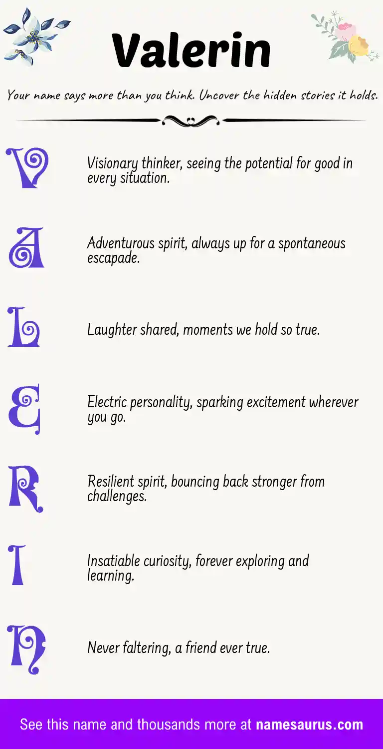 Acrostic poem about Valerin.
