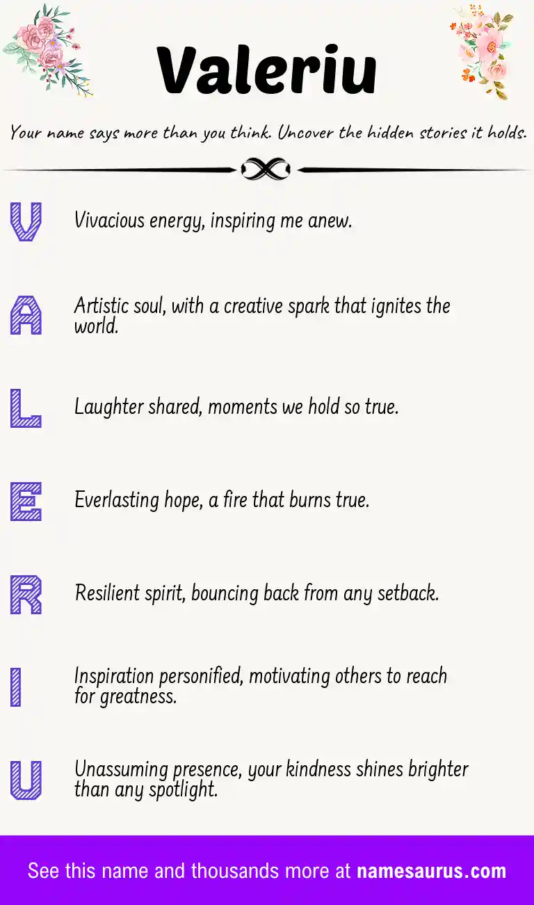 Acrostic poem about Valeriu.