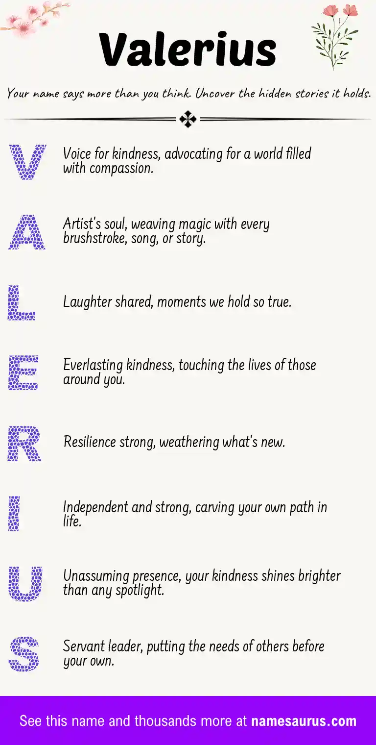Acrostic poem about Valerius.