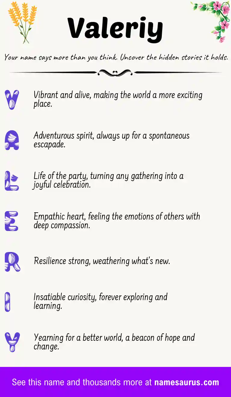 Acrostic poem about Valeriy.