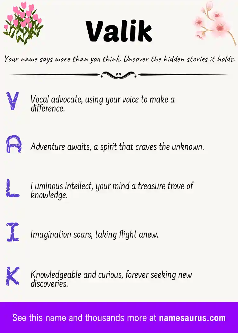 Acrostic poem about Valik.