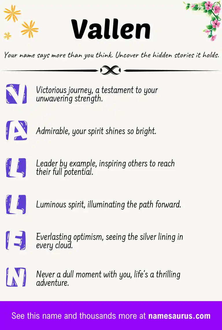 Acrostic poem about Vallen.
