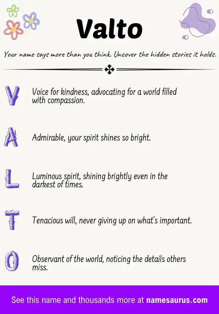 Acrostic poem about Valto.