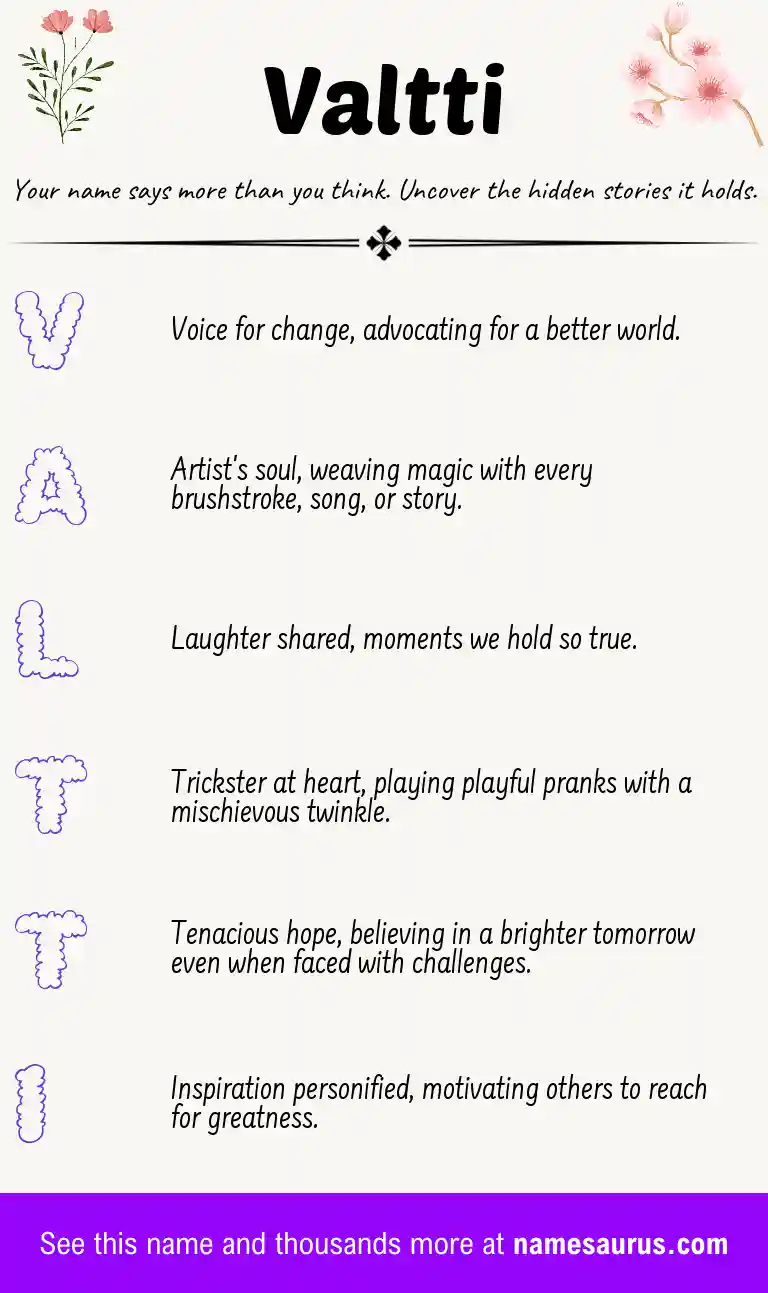 Acrostic poem about Valtti.