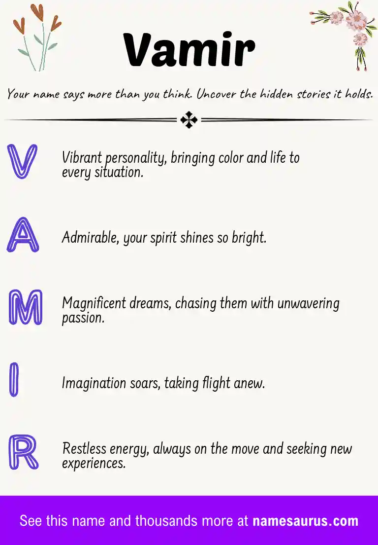 Acrostic poem about Vamir.