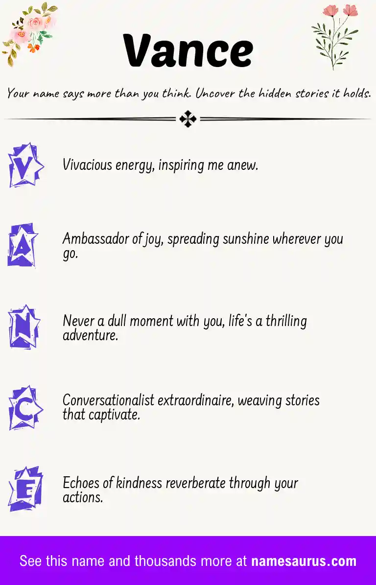 Acrostic poem about Vance.