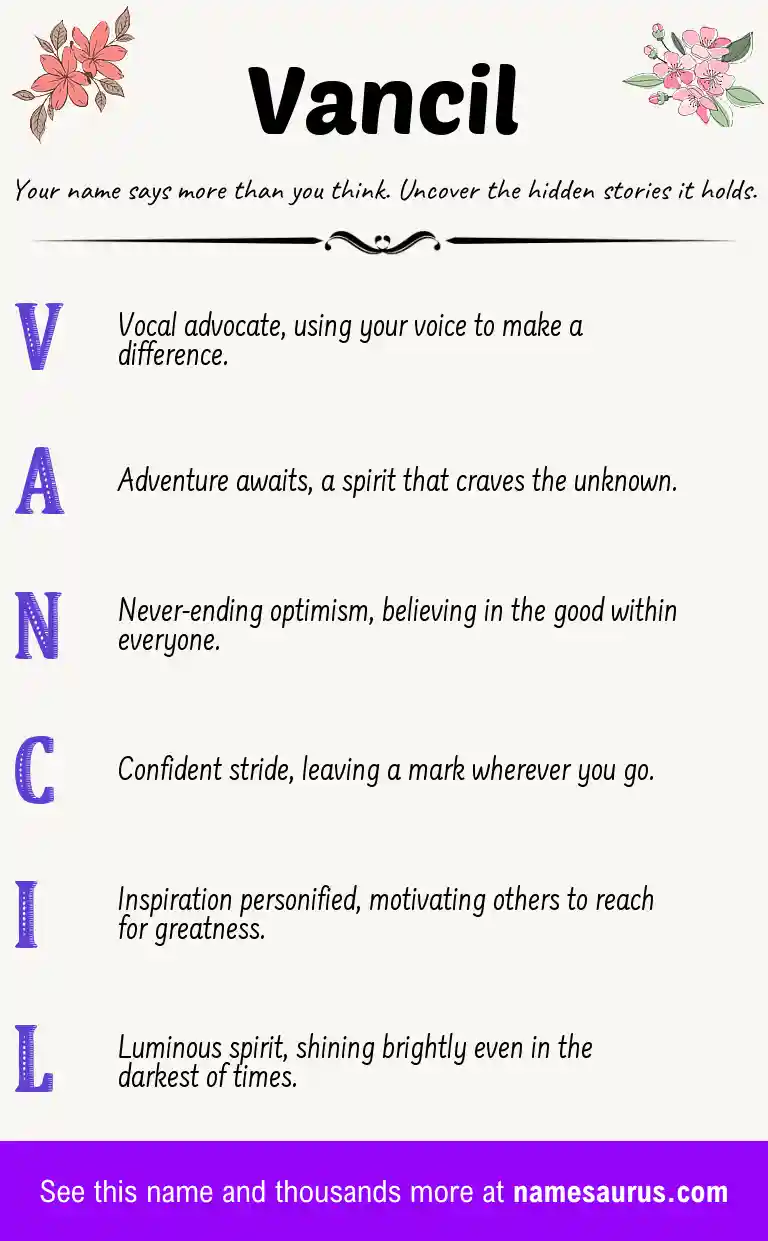 Acrostic poem about Vancil.