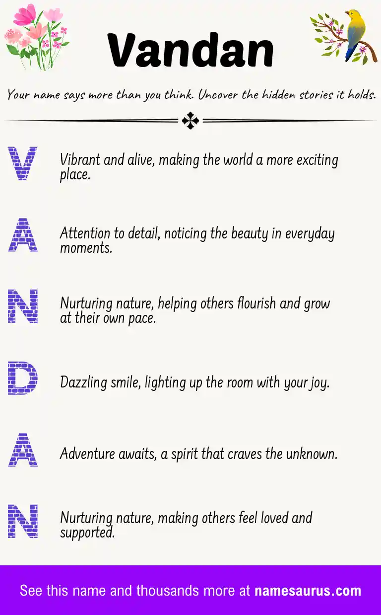 Acrostic poem about Vandan.