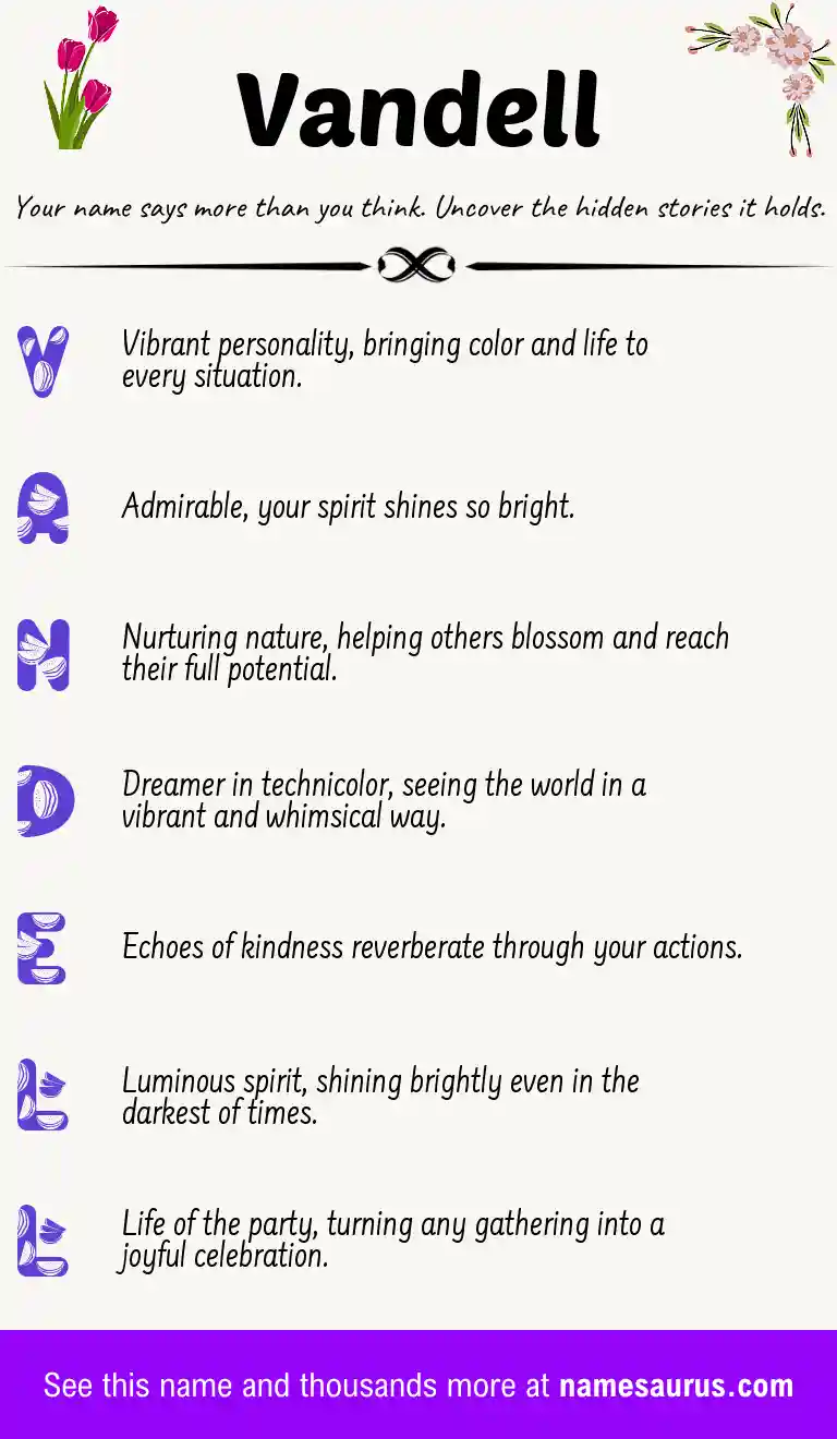 Acrostic poem about Vandell.