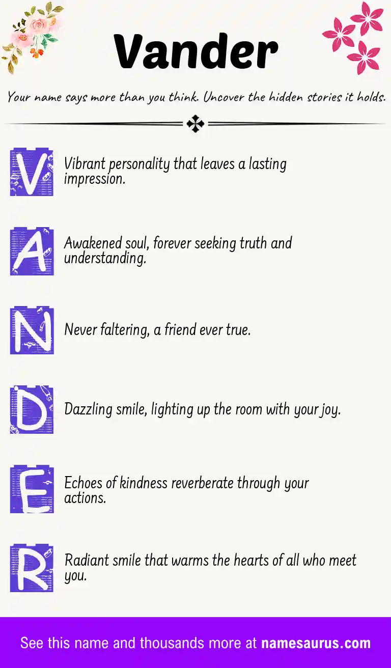 Acrostic poem about Vander.