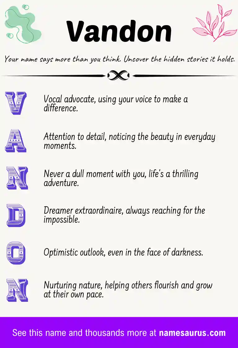 Acrostic poem about Vandon.