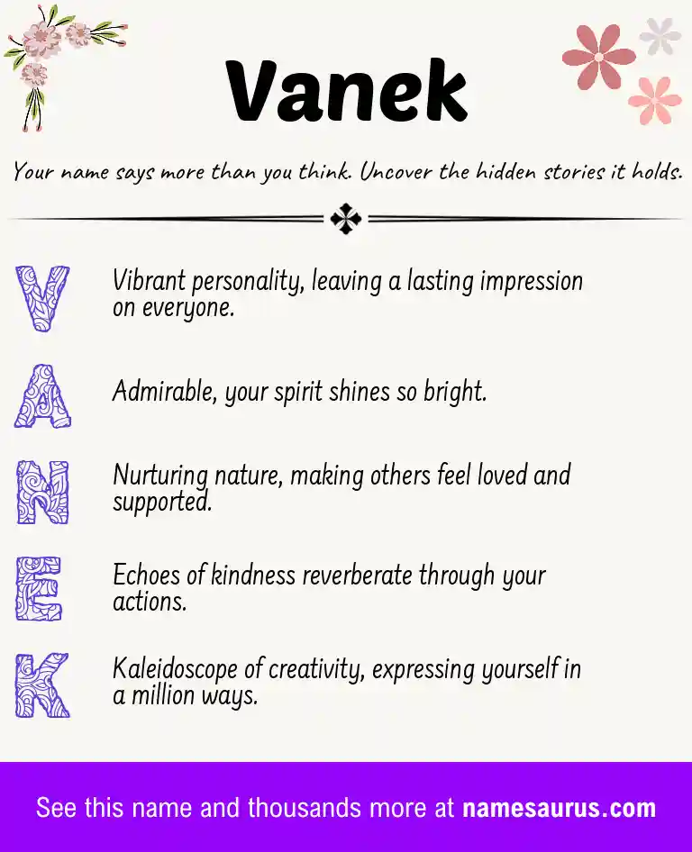 Acrostic poem about Vanek.