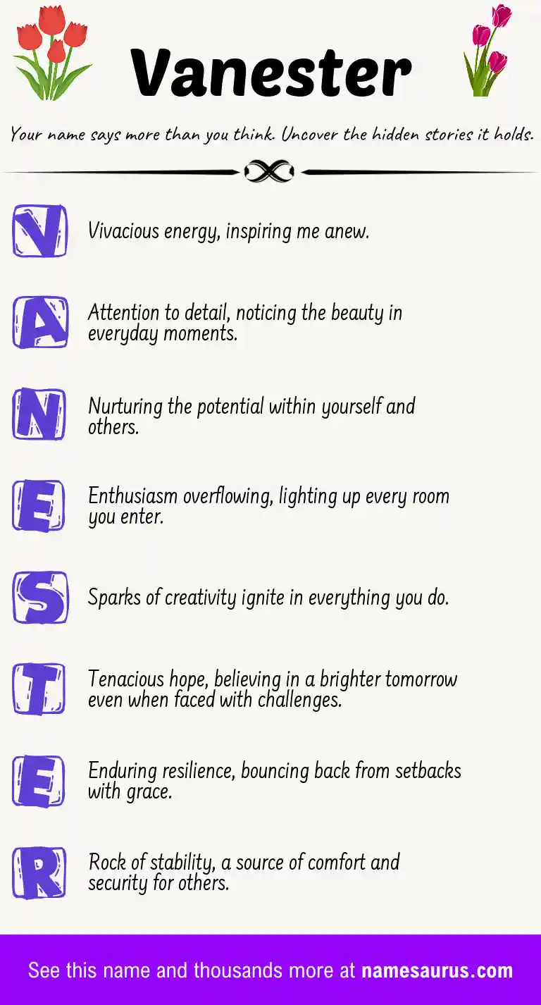 Acrostic poem about Vanester.