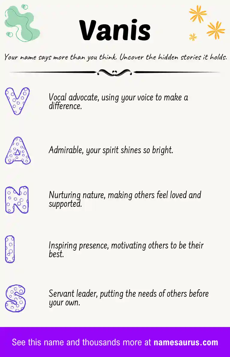Acrostic poem about Vanis.