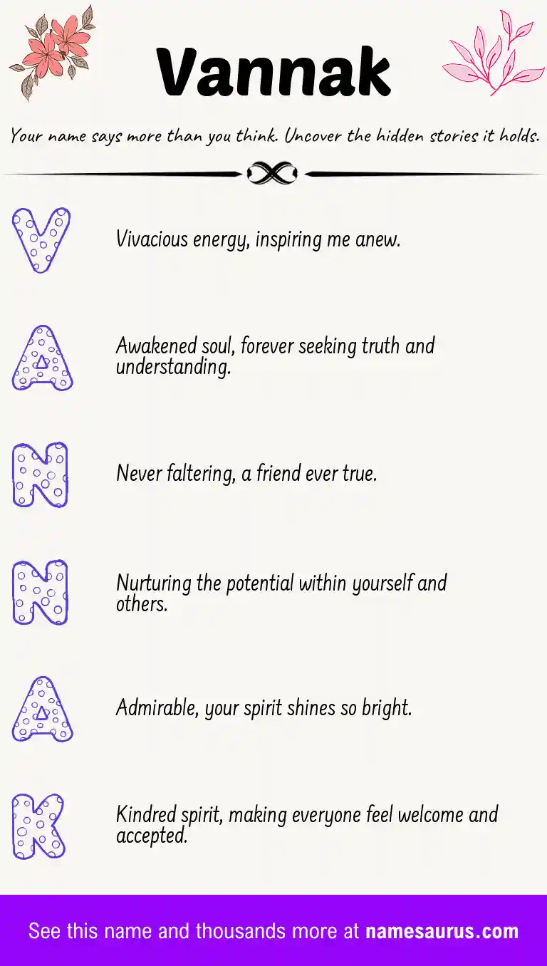 Acrostic poem about Vannak.