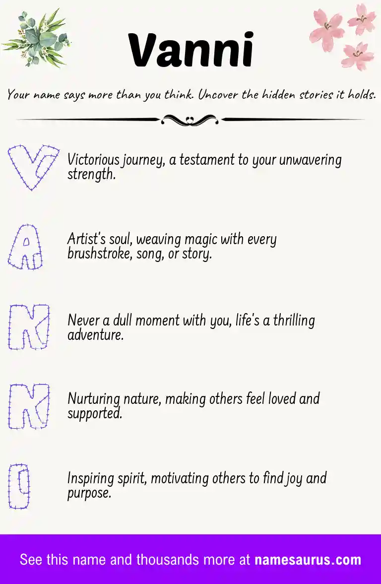Acrostic poem about Vanni.