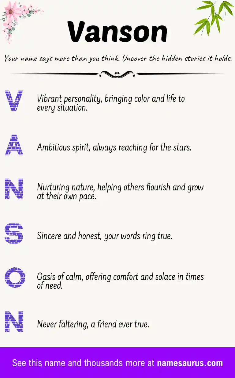 Acrostic poem about Vanson.