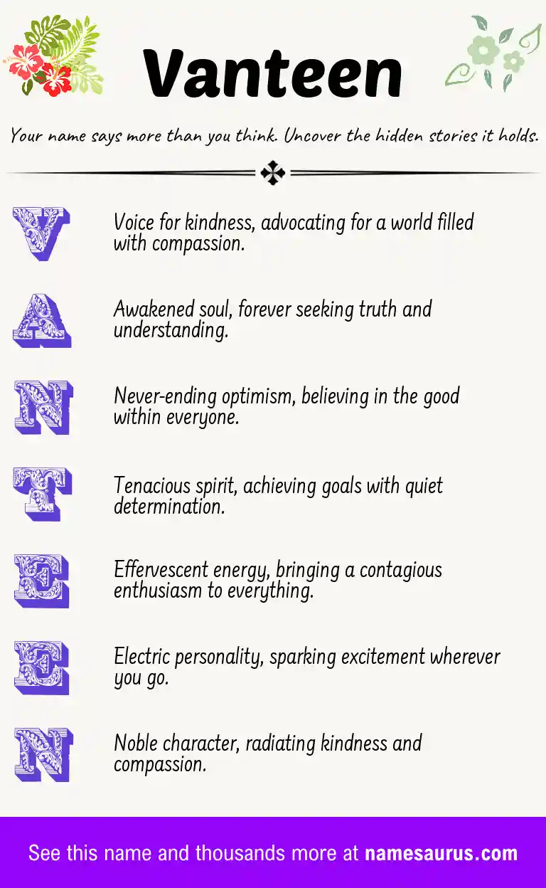 Acrostic poem about Vanteen.
