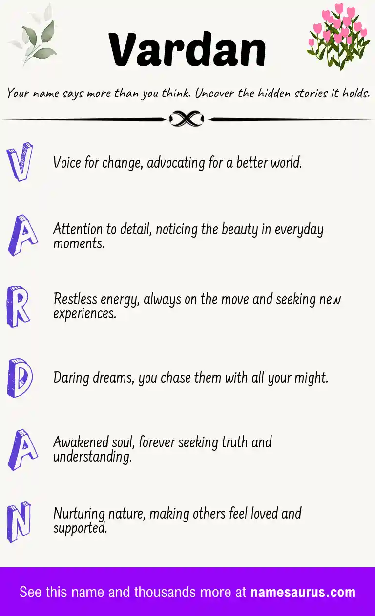 Acrostic poem about Vardan.