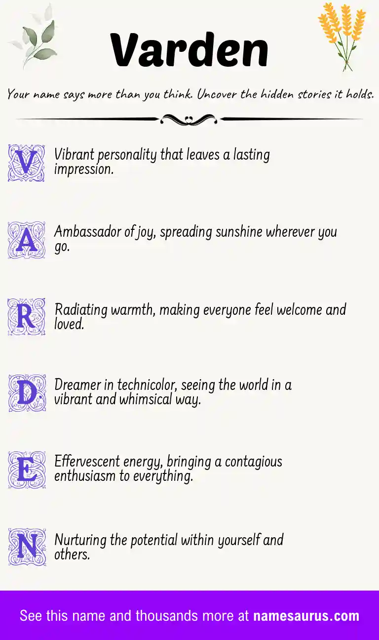 Acrostic poem about Varden.