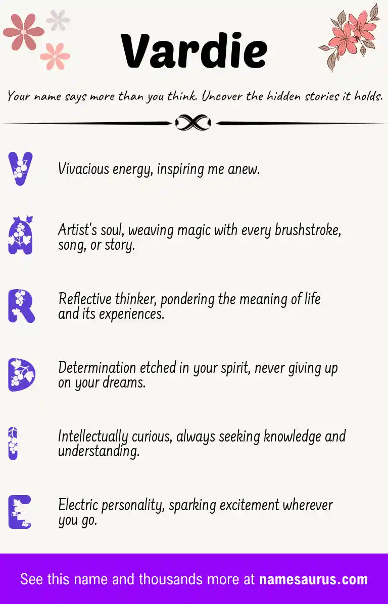 Acrostic poem about Vardie.
