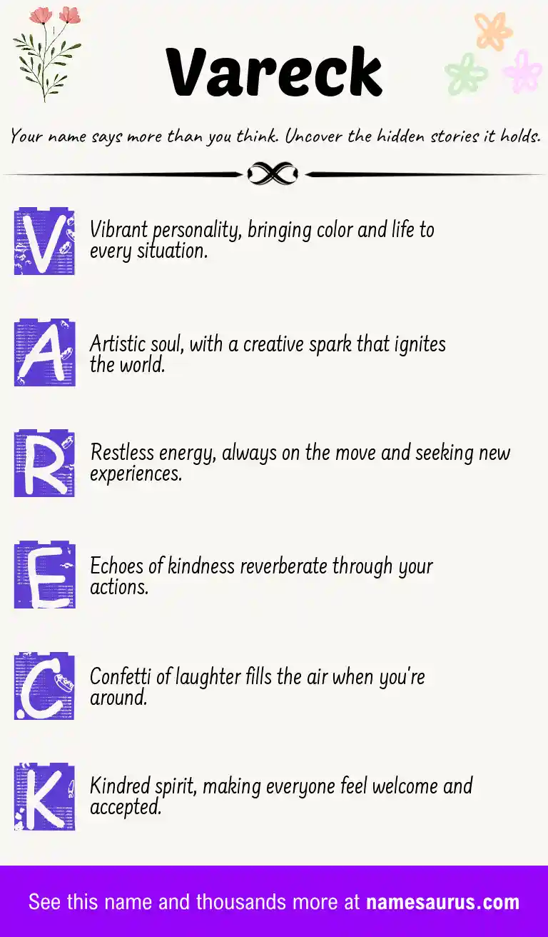 Acrostic poem about Vareck.