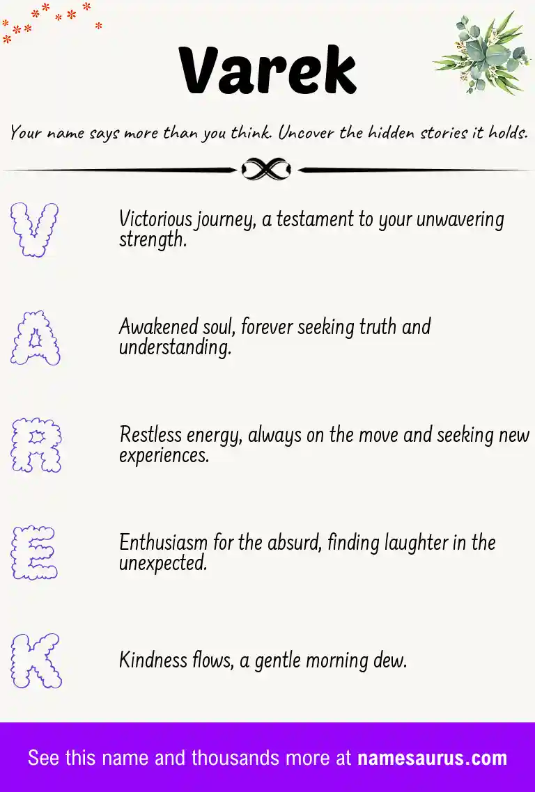 Acrostic poem about Varek.