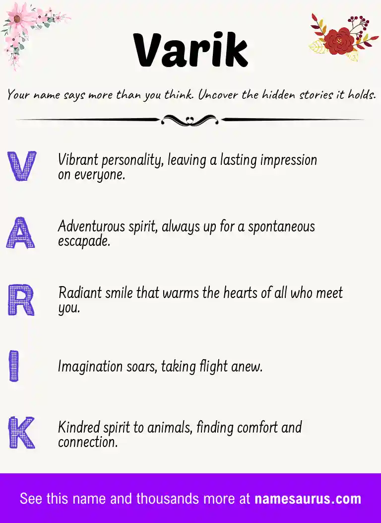 Acrostic poem about Varik.