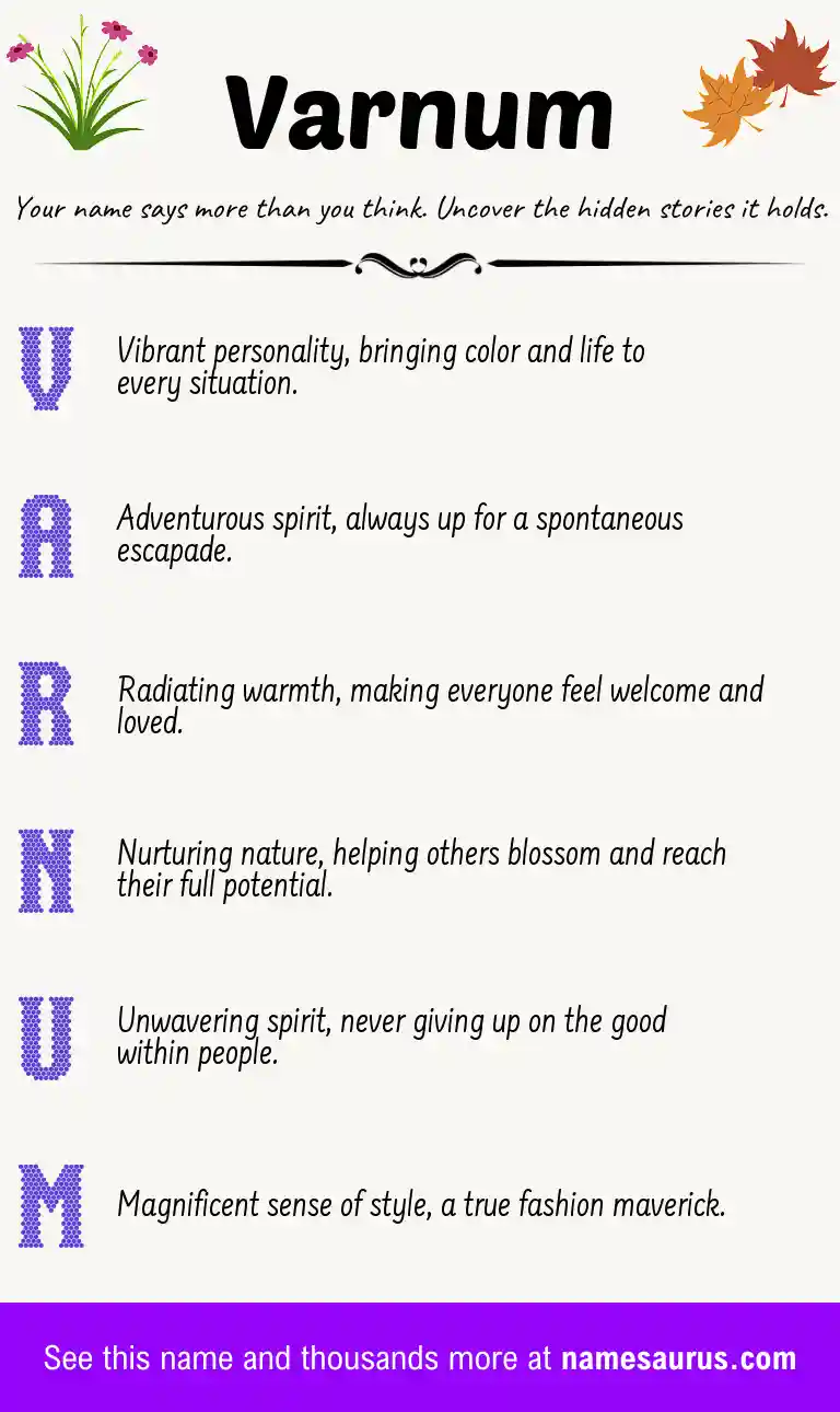 Acrostic poem about Varnum.