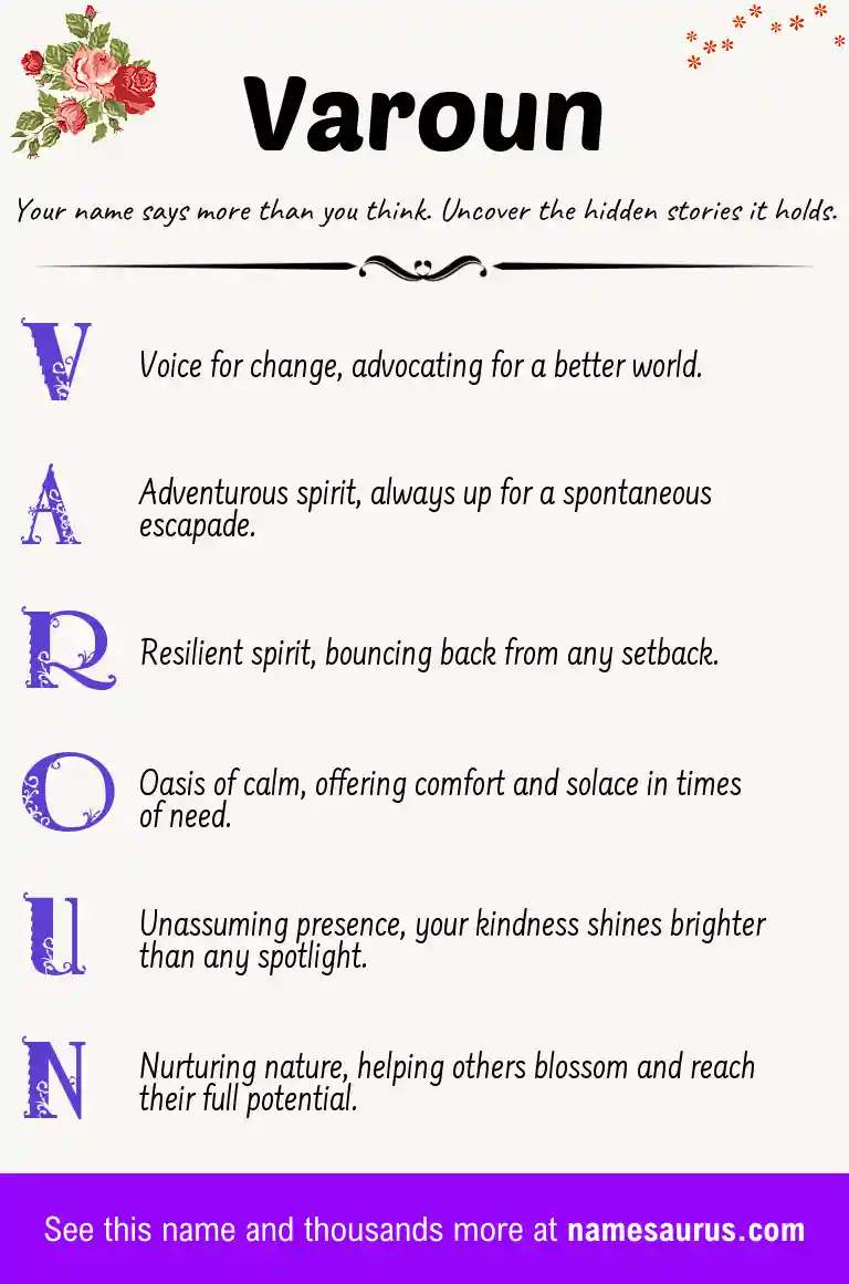 Acrostic poem about Varoun.