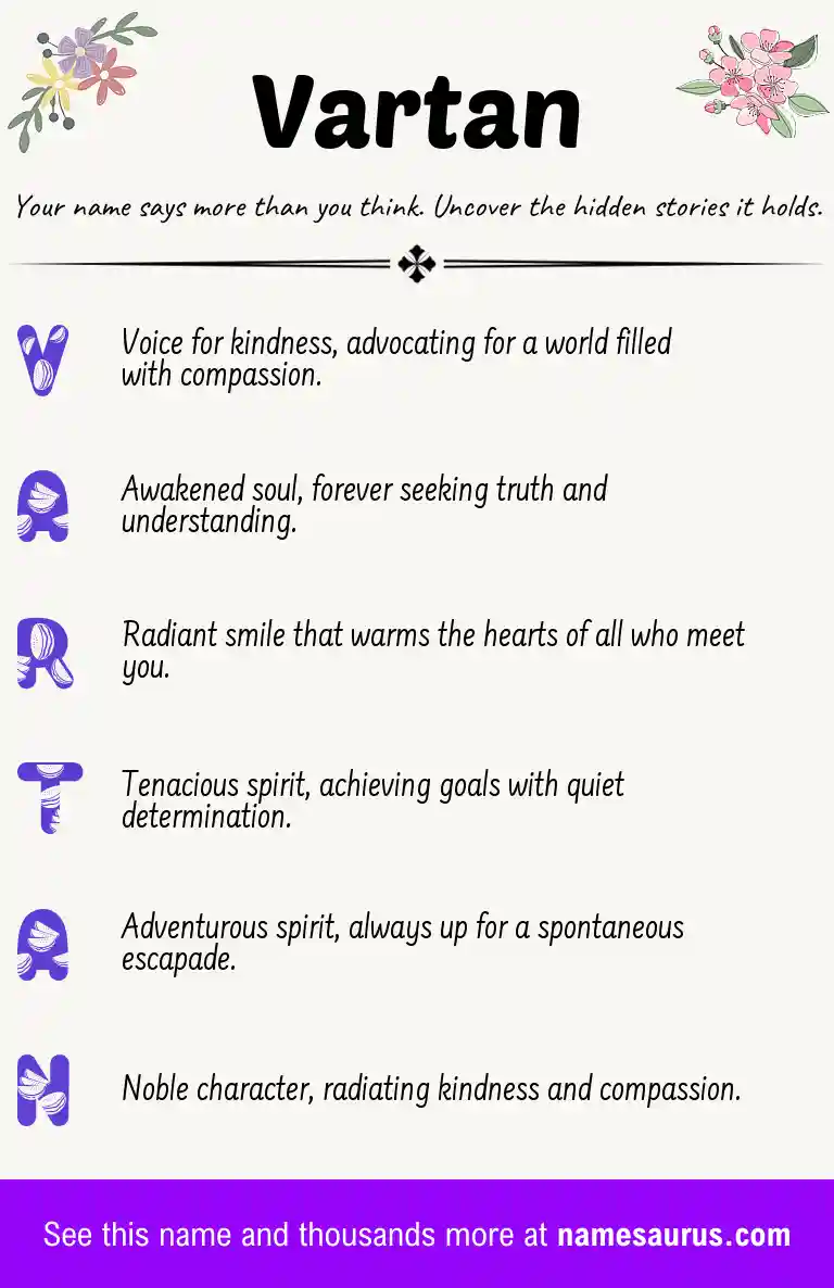 Acrostic poem about Vartan.