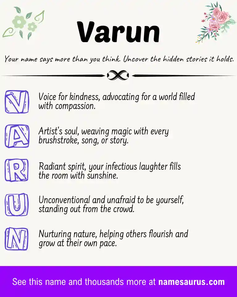 Acrostic poem about Varun.