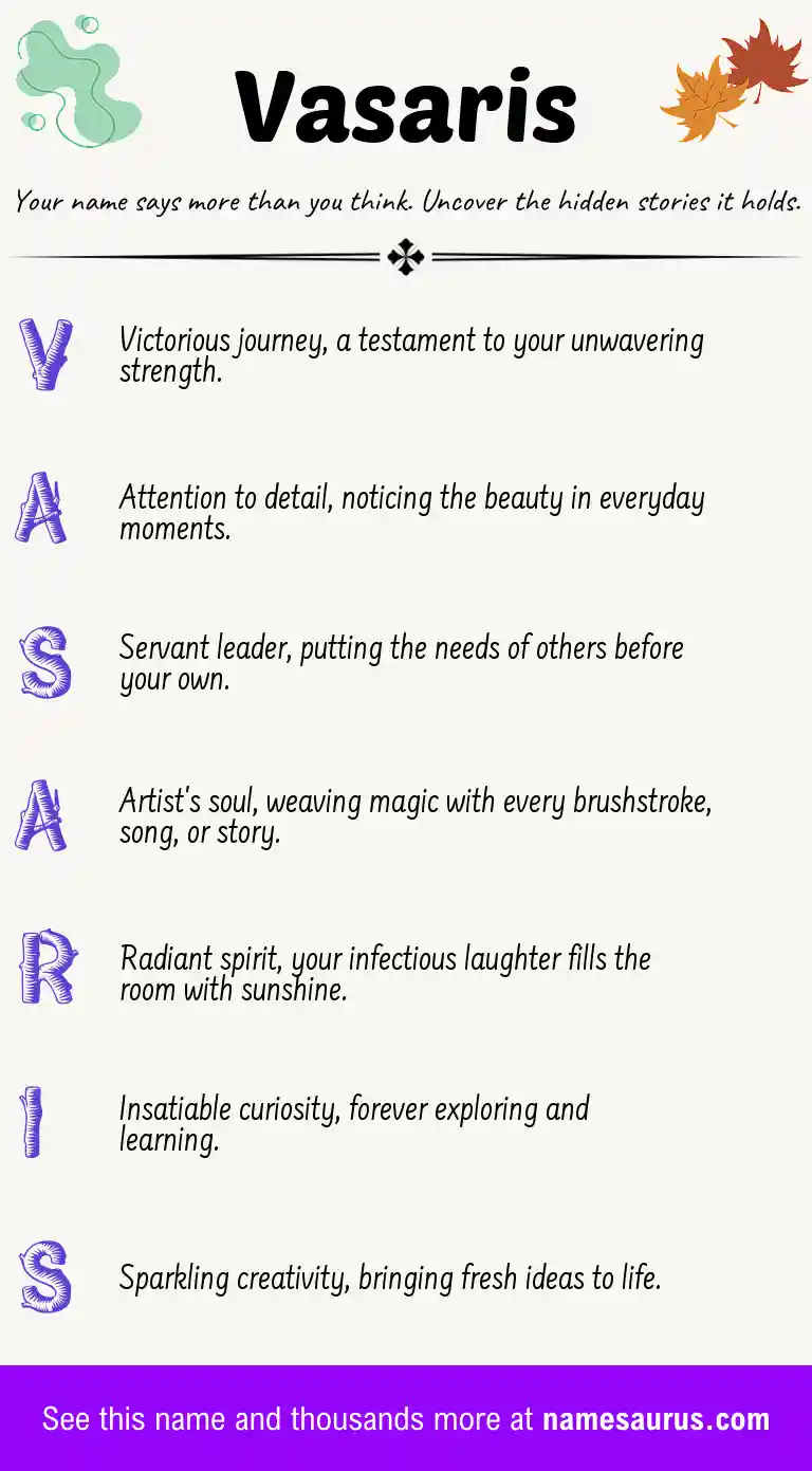 Acrostic poem about Vasaris.