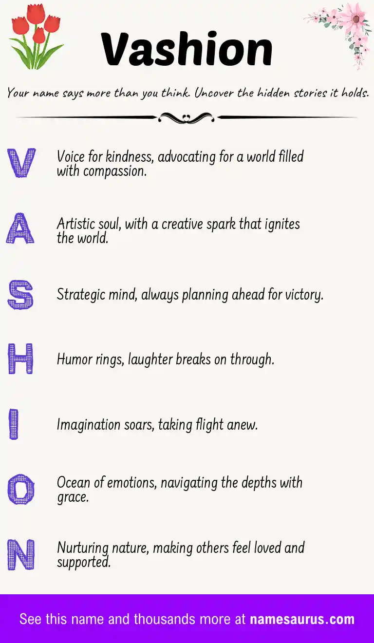 Acrostic poem about Vashion.