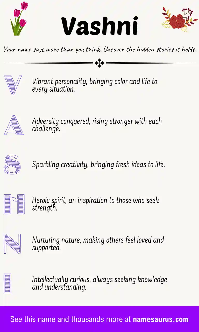 Acrostic poem about Vashni.