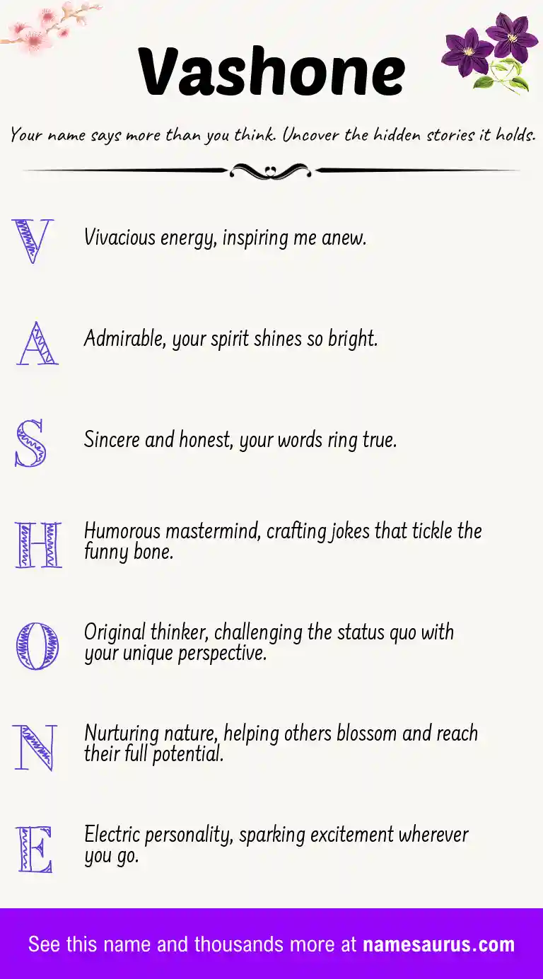 Acrostic poem about Vashone.