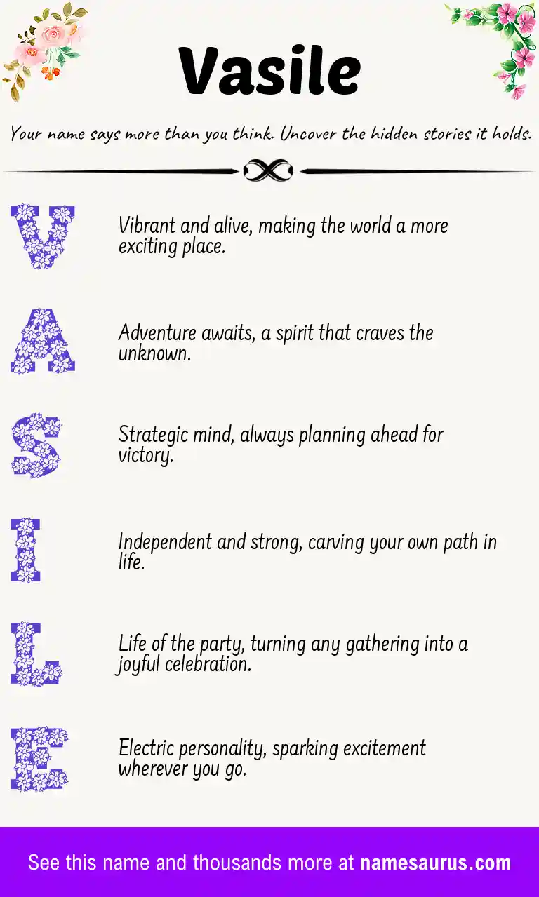 Acrostic poem about Vasile.